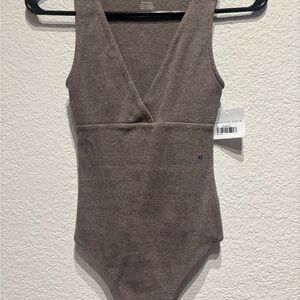 American Eagle Outfitters Taupe V-Neck Bodysuit